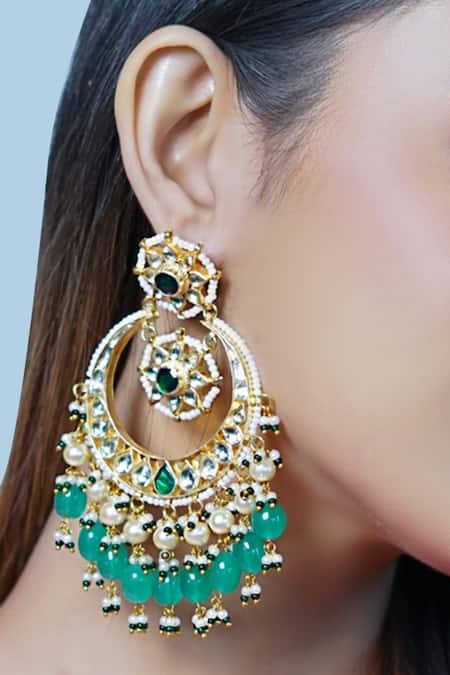 Buy Ruby Kundan Polki Jadau Silver Chandbali Earrings ,sabyasachi Jewelry,kundan  Earrings,polki Earrings Kundan Earrings, Gold Jadau Chandbali Online in  India - Etsy