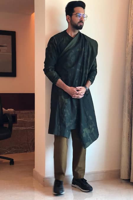 Antar Agni Green Wrap Style Layered Kurta