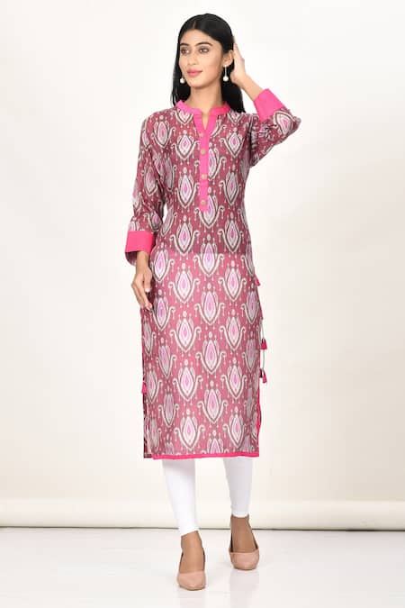 Neon Pink Embroidered Kurta Set Design by Sangeeta Kilachand at Pernia's  Pop Up Shop 2024