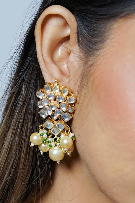 Buy Namasya Gold Plated Pearls, Diamonds Kundan Beaded Necklace Set Online at Aza Fashions Buy_Namasya_Gold Plated Pearls, Diamonds Kundan Beaded Necklace Set _Online_at_Aza_Fashions