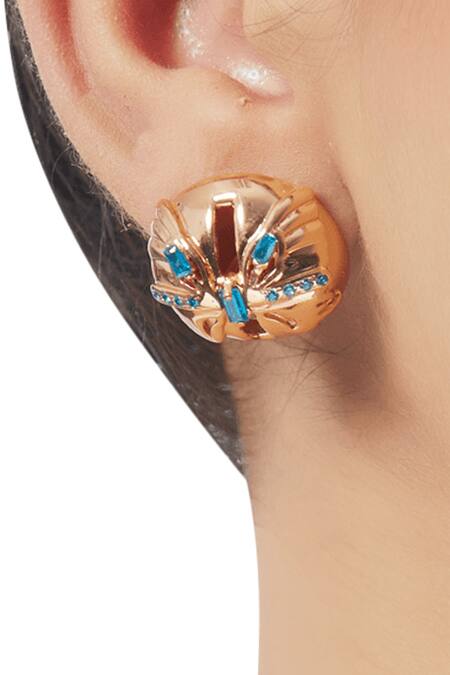 Outhouse Gold Plated Crystals Papilio Mini Stud Earrings Online at Aza Fashions Outhouse_Gold Plated Crystals Papilio Mini Stud Earrings _Online_at_Aza_Fashions