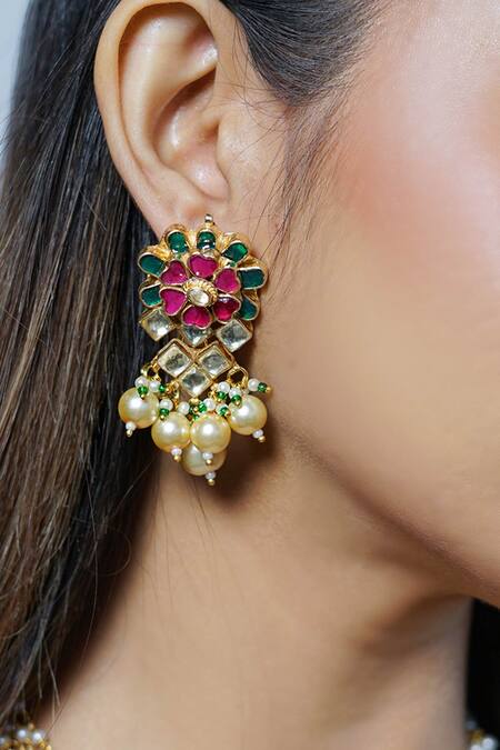 Buy Namasya Gold Plated Beads, Stones Kundan Carved Necklace Set Online at Aza Fashions Buy_Namasya_Gold Plated Beads, Stones Kundan Carved Necklace Set _Online_at_Aza_Fashions