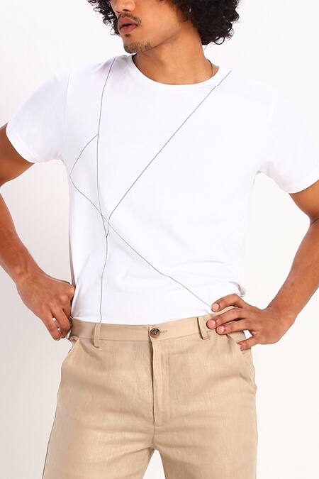 Son Of A Noble Snob_Beige Linen Trouser_Online_at_Aza_Fashions