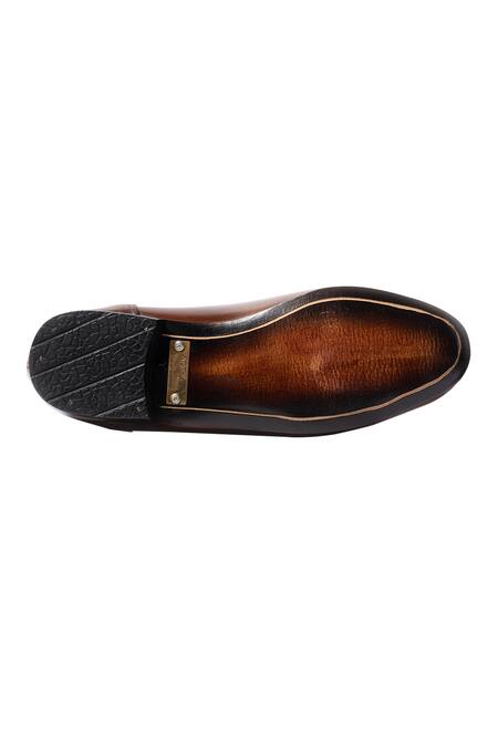 Buy Artimen Brown Plain Handcrafted Cutwork Loafers Online at Aza Fashions Buy_Artimen_Brown Plain Handcrafted Cutwork Loafers _Online_at_Aza_Fashions