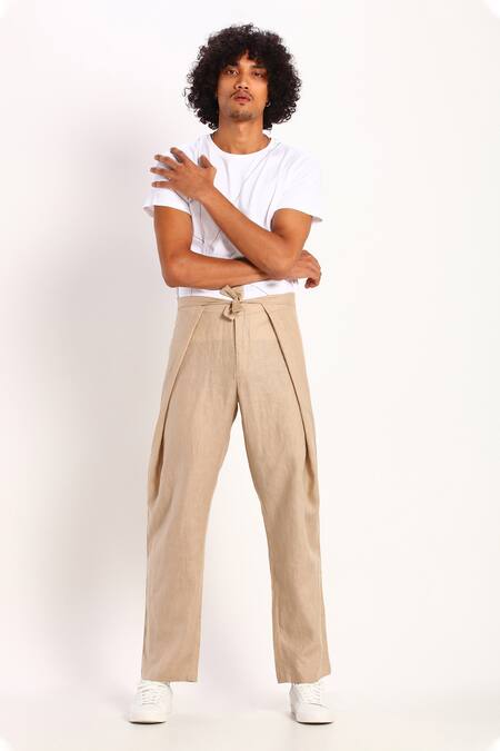Buy_Son Of A Noble Snob_Beige Linen Trouser_Online_at_Aza_Fashions