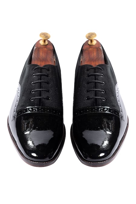 Shop Artimen Black Velvet Derby Shoes at Aza Fashions Shop_Artimen_Black Velvet Derby Shoes _at_Aza_Fashions