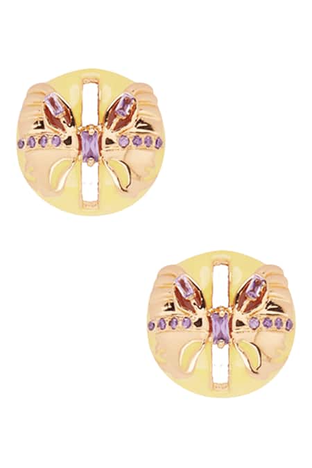 Shop Outhouse Gold Plated Crystals Papilio Mini Stud Earrings at Aza Fashions Shop_Outhouse_Gold Plated Crystals Papilio Mini Stud Earrings _at_Aza_Fashions
