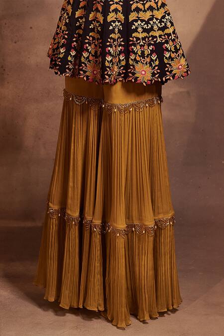 Aman Takyar Black Georgette Sweetheart Neck Embroidered Kurta And Sharara at Aza Fashions Aman Takyar_Black Georgette Sweetheart Neck Embroidered Kurta And Sharara _at_Aza_Fashions