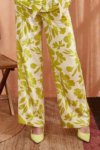 Buy_Label Deepika Nagpal_Green High Neck Caramel Floral Pattern Top And Pant Set_Online_at_Aza_Fashions