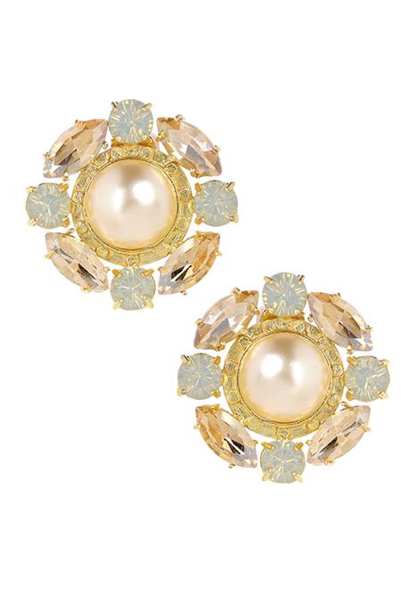 Bblingg Gold Plated Stones, Crystals, Pearls Sangria Stud Earrings Online at Aza Fashions Bblingg_Gold Plated Stones, Crystals, Pearls Sangria Stud Earrings _Online_at_Aza_Fashions