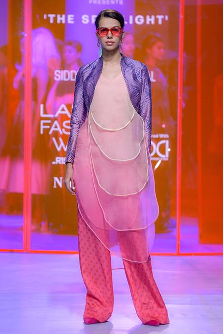 Siddhartha Bansal Purple Silk, Taffeta Open Neck Bolero Geometric Print Jacket Online at Aza Fashions Siddhartha Bansal_Purple Silk, Taffeta Open Neck Bolero Geometric Print Jacket_Online_at_Aza_Fashions