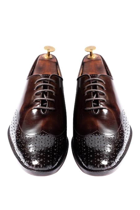 Shop Artimen Brown Handcrafted Brogue Oxfords at Aza Fashions Shop_Artimen_Brown Handcrafted Brogue Oxfords _at_Aza_Fashions