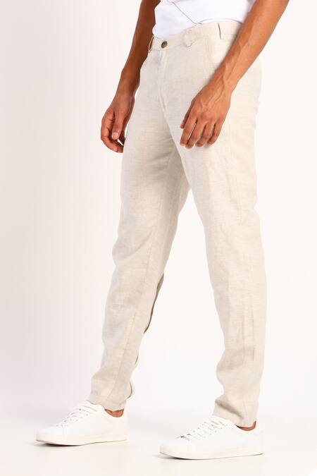 Buy_Son Of A Noble Snob_White Linen Trouser_Online_at_Aza_Fashions
