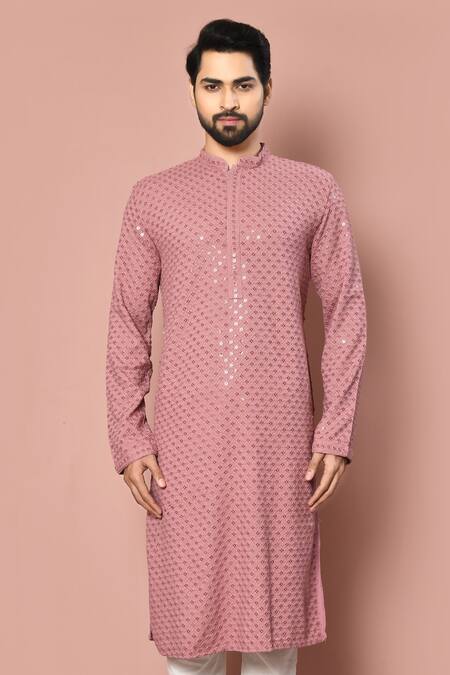 Naintara Bajaj Brown Kurta Rayon Embroidery Thread Geometric Pattern Set Online at Aza Fashions Naintara Bajaj_Brown Kurta Rayon Embroidery Thread Geometric Pattern Set _Online_at_Aza_Fashions