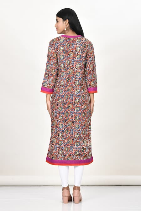 Samyukta Singhania Multi Color Floral Motif Cotton Kurta 