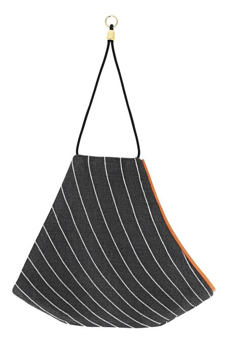 Ampm_Grey Printed Chanderi Unisex Face Mask Single Pc_at_Aza_Fashions