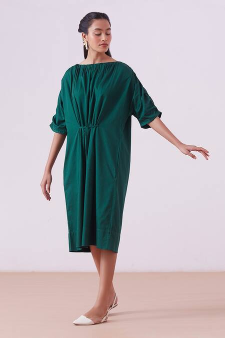 Buy_The Summer House_Green Zelda Shift Dress_Online_at_Aza_Fashions