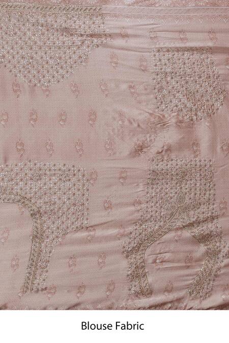 RI.Ritu Kumar_Beige Gazzi Silk Mukaish Embroidered Saree With Unstitched Blouse _at_Aza_Fashions