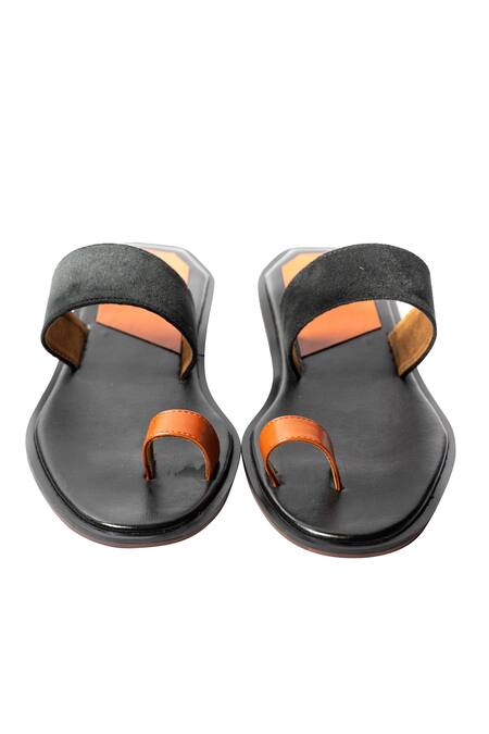 Shop Artimen Black Plain Handcrafted Sandals at Aza Fashions Shop_Artimen_Black Plain Handcrafted Sandals _at_Aza_Fashions