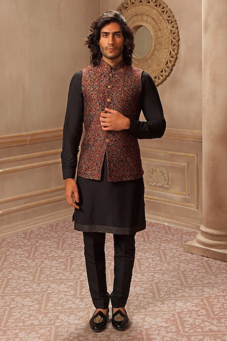 Vanshik Woven Bundi & Kurta Set 