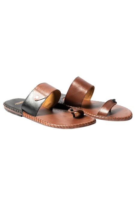 Artimen Brown Plain Handcrafted Leather Sandals 