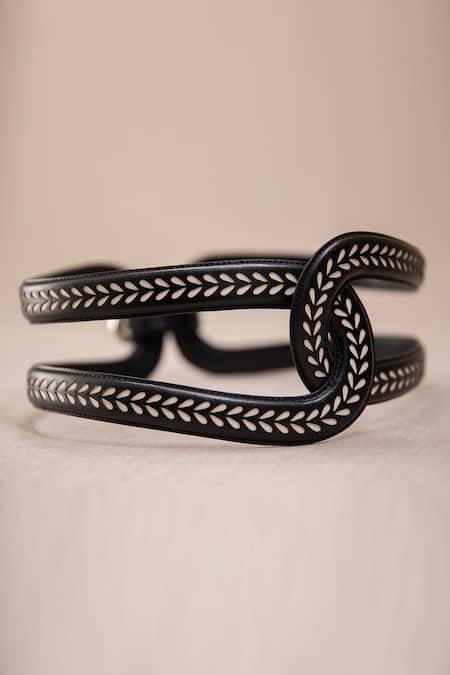 Shop_Ampm_Black Studs Adara Corset Belt  _at_Aza_Fashions