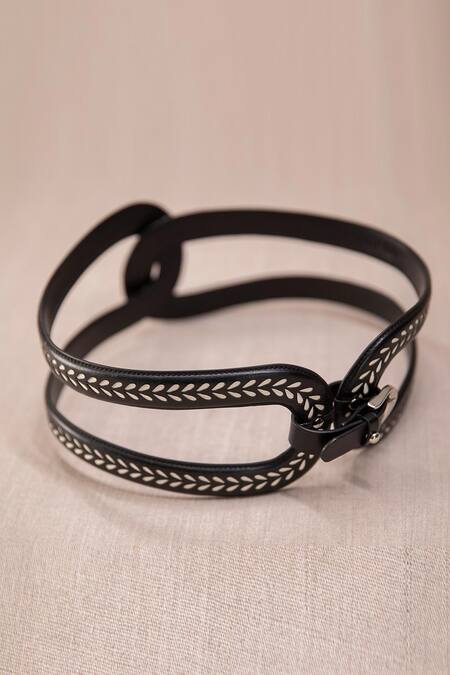 Ampm_Black Studs Adara Corset Belt  _Online_at_Aza_Fashions