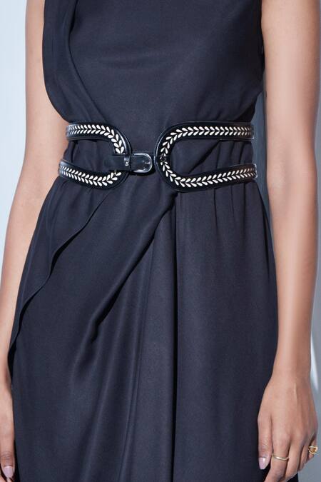 Buy_Ampm_Black Studs Adara Corset Belt  _Online_at_Aza_Fashions