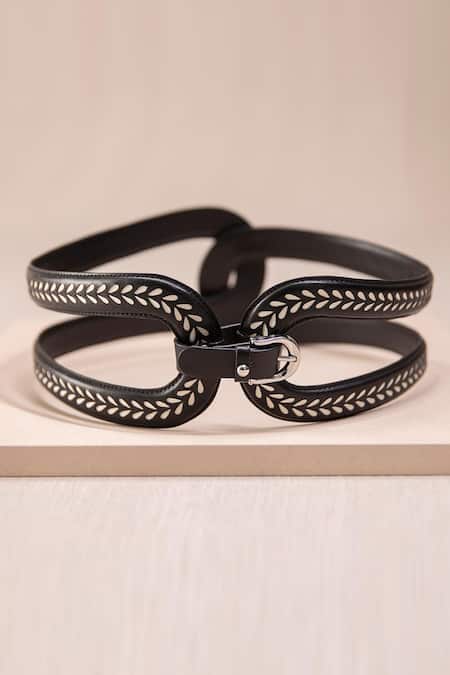 Shop_Ampm_Black Studs Adara Corset Belt  _Online_at_Aza_Fashions