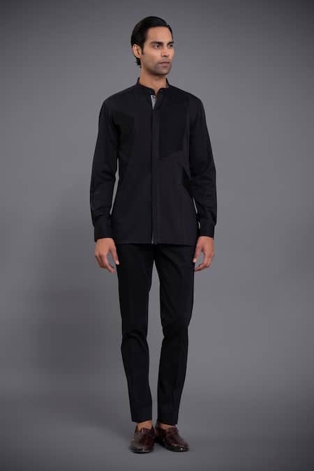 Buy Raghavendra Rathore Jodhpur Black Cotton Shirt Online at Aza Fashions Buy_Raghavendra Rathore Jodhpur_Black Cotton Shirt _Online_at_Aza_Fashions