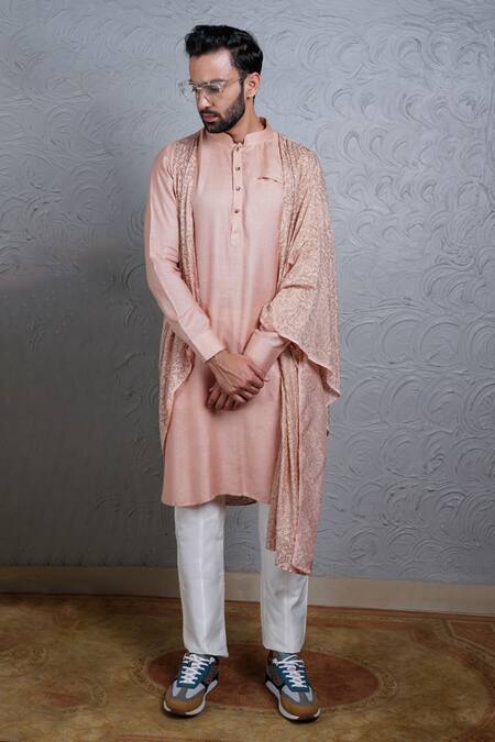 Soniya G_Pink Rayon Draped Kurta Set_Online_at_Aza_Fashions