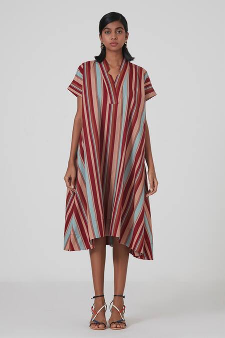 The Summer House Multi Color Pina Striped Midi Dress Online at Aza Fashions The Summer House_Multi Color Pina Striped Midi Dress_Online_at_Aza_Fashions