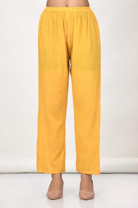 Shop_Naintara Bajaj_Yellow Cotton, Silk, Net Embroidery, Tassels Round Floral Motif Anarkali Set_Online_at_Aza_Fashions