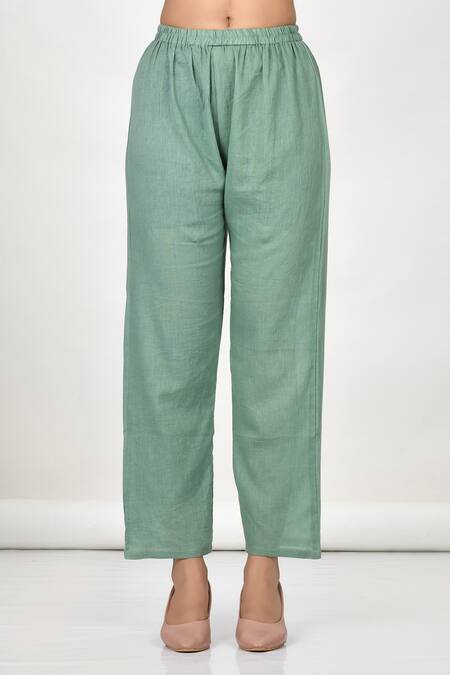 Shop_Khwaab By Sanjana Lakhani_Green Floral Embroidered Anarkali Pant Set_Online_at_Aza_Fashions