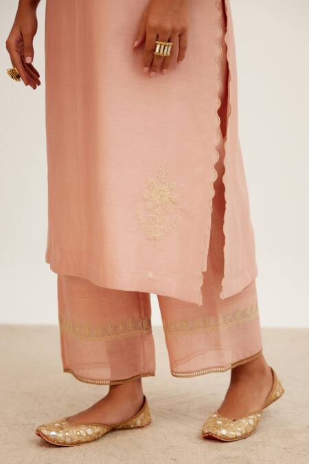 Buy Devnaagri Pink Chanderi And Organza Dori, Sequins Embroidered Straight Kurta Palazzo Set Online at Aza Fashions Buy_Devnaagri_Pink Chanderi And Organza Dori, Sequins Embroidered Straight Kurta Palazzo Set _Online_at_Aza_Fashions
