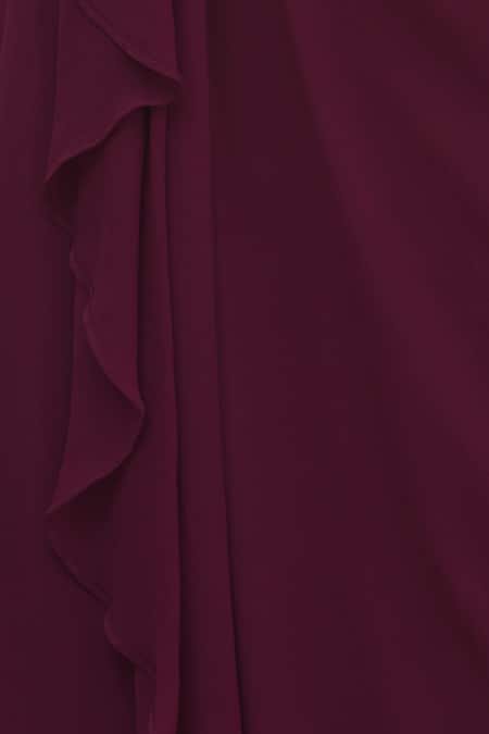 Arpan Vohra_Purple Georgette Round Pre-draped Saree With Blouse _at_Aza_Fashions