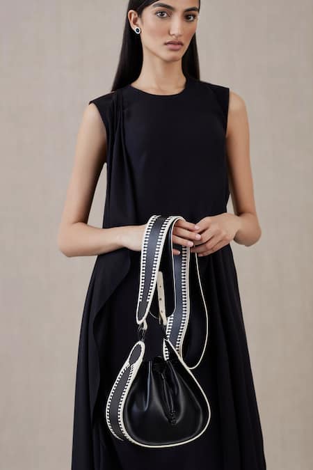 Ampm Black Cut Work Nusrat Bucket Bag 