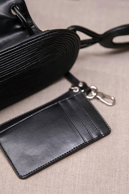 Ampm Black Cut Work Mahra Bucket Bag at Aza Fashions Ampm_Black Cut Work Mahra Bucket Bag _at_Aza_Fashions