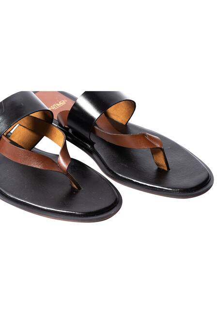 Shop_Artimen_Black Leather Handcrafted Strap Sandals _Online_at_Aza_Fashions