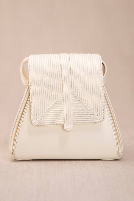Buy_Ampm_White Embroidery Naia Structured Shoulder Bag_Online_at_Aza_Fashions