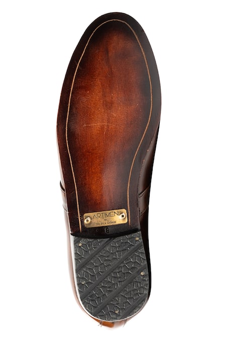 Buy Artimen Brown Leather Handcrafted Embroidered Espadrilles Online at Aza Fashions Buy_Artimen_Brown Leather Handcrafted Embroidered Espadrilles _Online_at_Aza_Fashions