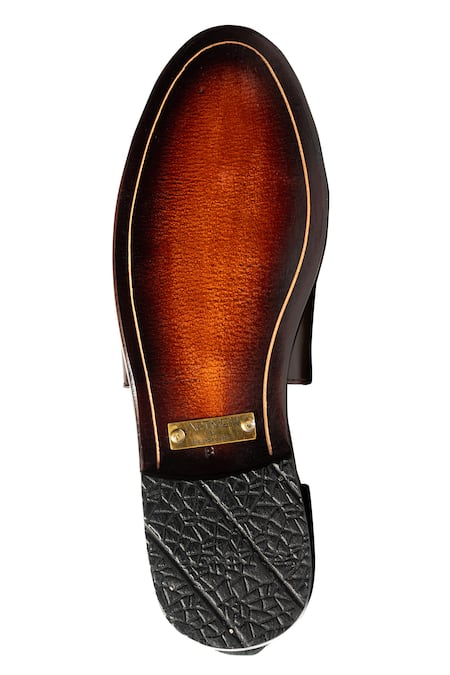 Buy_Artimen_Black Leather, Velvet Handcrafted Cutout Sandals _Online_at_Aza_Fashions