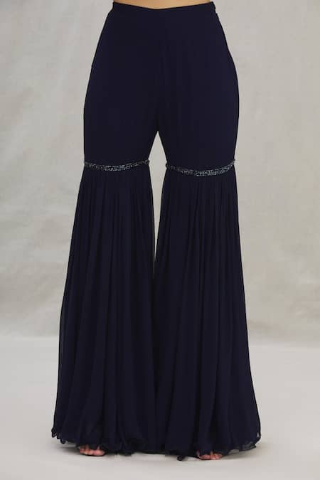 Arpan Vohra Blue Georgette V Neck Peplum Kurta Set at Aza Fashions Arpan Vohra_Blue Georgette V Neck Peplum Kurta Set_at_Aza_Fashions