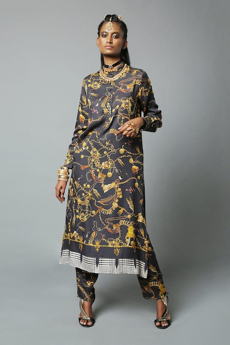 House of Three Dravidian Jewel Print Kurta Set 