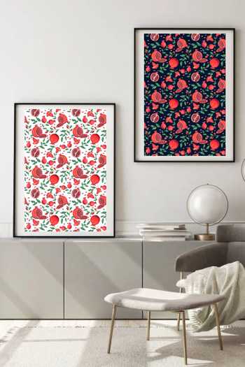 Buy_Raffinee_Multi Color High Quality Canvas Paper Digital Pomegranate Wall Art - Set Of 2_Online_at_Aza_Fashions