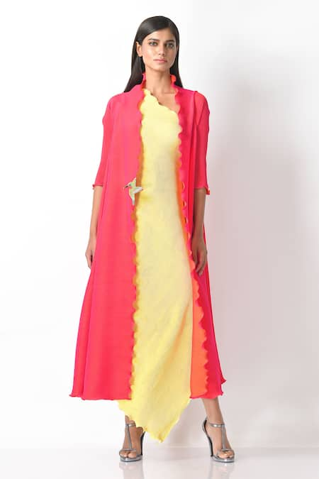 Kiran Uttam Ghosh Pleated Long Jacket 