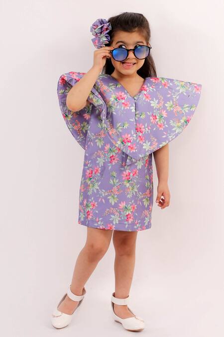 Buy Lil Angels Purple Silk, Satin Floral Print Dress Online at Aza Fashions Buy_Lil Angels_Purple Silk, Satin Floral Print Dress _Online_at_Aza_Fashions