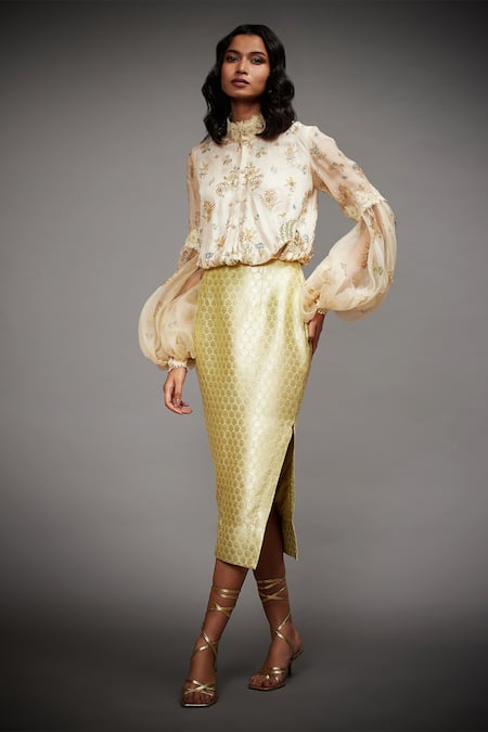 RI.Ritu Kumar Nazli Brocade Woven Skirt 