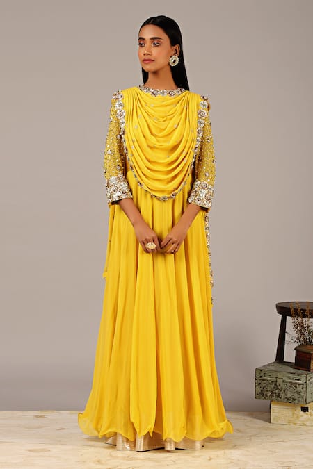 Nidhika Shekhar Silk Georgette Draped Anarkali Gown 