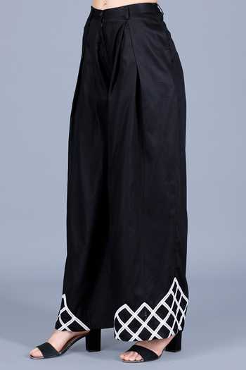 Shop_Gulabo By Abu Sandeep_Black Cotton High Waist Palazzo_Online_at_Aza_Fashions
